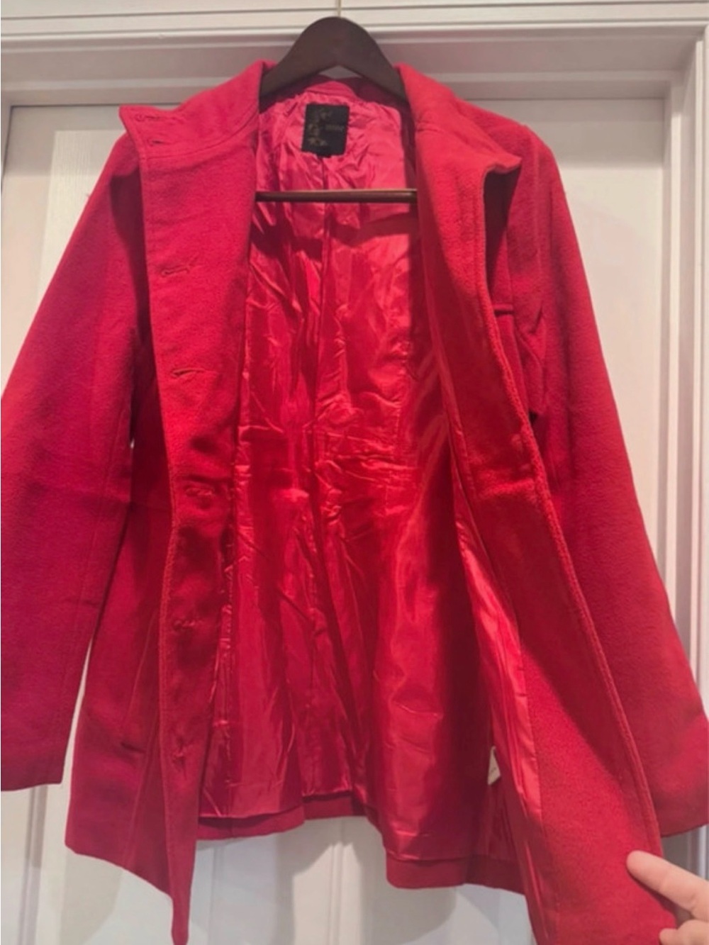 Red Pea Coat Fall Winter Classic Warm Woman’s Medium fall jacket cherry Red